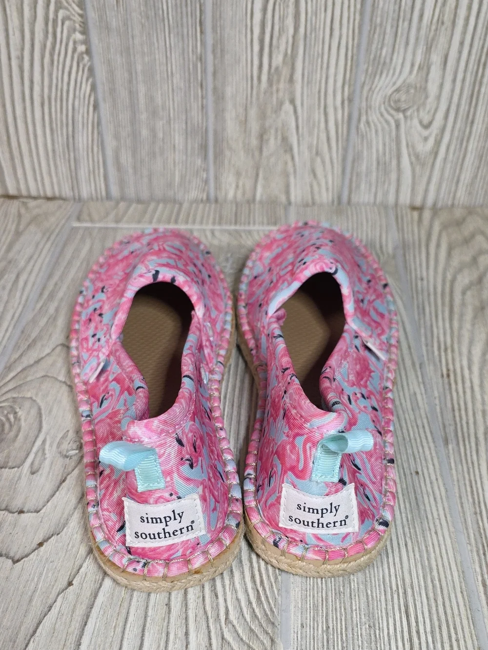 Simply Southern Espadrille Vibrant Flamingo Pattern Slip On Shoes Womens 6